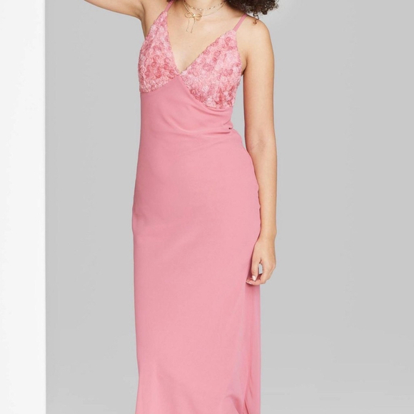 Wild Fable Women's Rosette Cup V-Neck Mesh Maxi Slip Dress XS - Picture 1 of 7
